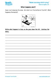 Worksheets for kids - what-happens-next-suzy-sledging